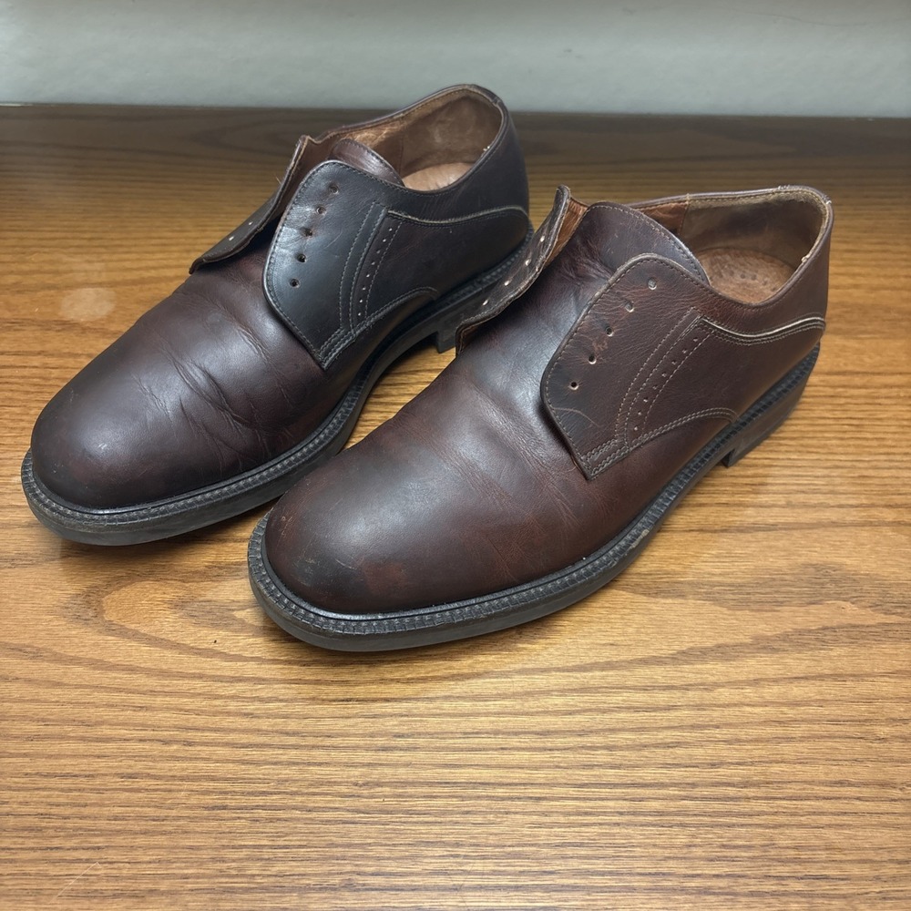 Johnston & Murphy Passport Men Brown Leather Plain Toe Derby Shoes Made in Italy